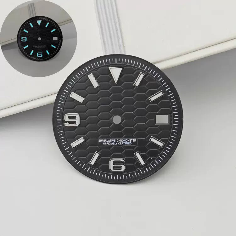 31mm / 29mm Land-Dweller Dial honey comb texture for Nh35 movement green luminous with hands