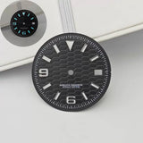 31mm / 29mm Land-Dweller Dial honey comb texture for Nh35 movement green luminous with hands