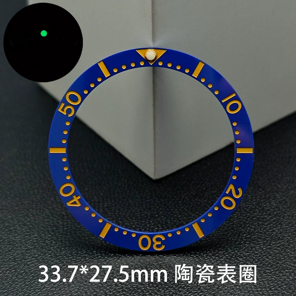 SKX13 Bezel incert Watch accessories 33.7 * 27.5MM high-quality flat-bottomed ceramic ring Digital scale ring Ceramic ring