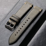 Titanium Clasp Handmade cowhide Leather strap 19 20 21 22MM retro style