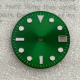 28.5mm Submariner dial water ghost modified dial, ice blue luminous no logo dial, sun pattern literally adapted to NH35 movement