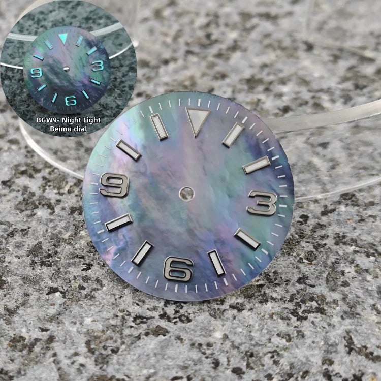 28.5mm MOP Dial For NH35 369 Perpetual Mechanical Watch BGW9 Luminous watch face