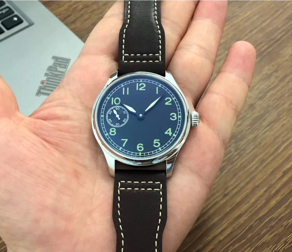 44MM pilot Watch ST3600 hand-winding movement Manual sapphire crystal /Mineral luminous ATM