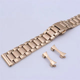 316L Solid Stainless Steel Bracelet Butterfly Buckle Flat End Blue Gold Silver Black Rose Gold+ Curved End link