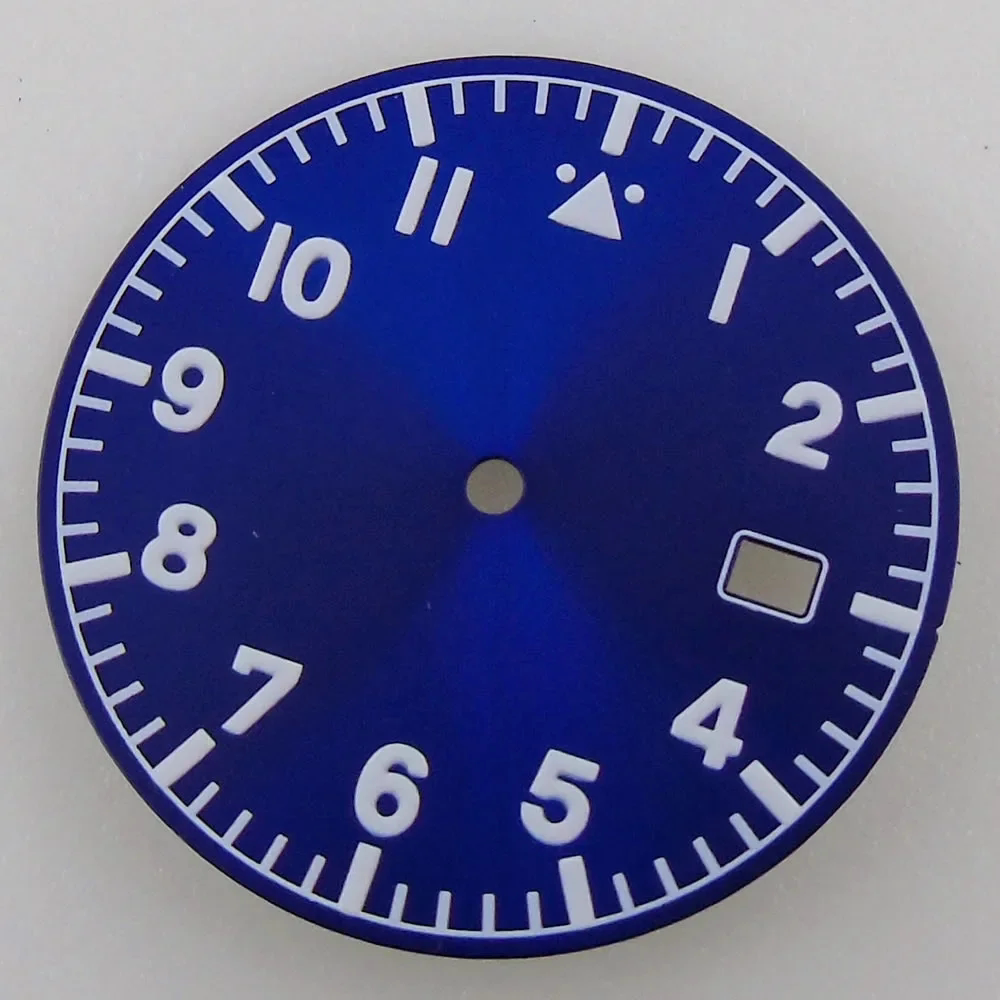 33.5MM Sterile Pilot Dial for TMI NH35 Green luminous Date Window Green BLue Black Vintage Style