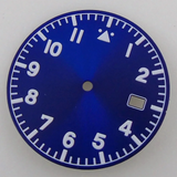 33.5MM Sterile Pilot Dial for TMI NH35 Green luminous Date Window Green BLue Black Vintage Style