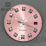 20.5Mm women's Dial sunburst MOP diamond silver nail sterile with hands for NH05 movement