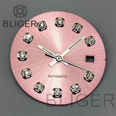 20.5Mm women's Dial sunburst MOP diamond silver nail sterile with hands for NH05 movement