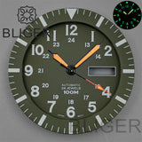 42MM Silver / black Pilot case  retro strap with 34.3mm dial pin for NH35 NH36 watch accessories