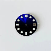 28.5MM Double bar Watch dial blue and green luminous light for NH35 NH36 NH35 dial, watch accessories NH35 customization