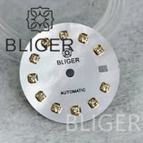 20.5Mm women's Dial sunburst MOP diamond silver nail sterile with hands for NH05 movement