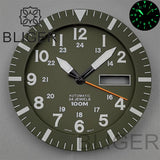 42MM Silver / black Pilot case  retro strap with 34.3mm dial pin for NH35 NH36 watch accessories