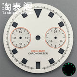 30Mm quartz vk64 dial multi-function chronograph dial snowflake hands 6 o'clock calendar green lume