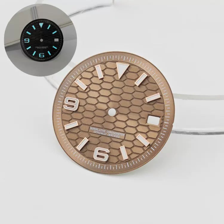 31mm / 29mm Land-Dweller Dial honey comb texture for Nh35 movement green luminous with hands