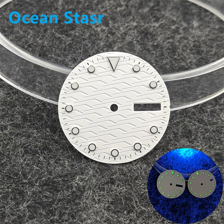 NH35 dial Green luminous Sub style wave Texture 28.5mm Date window