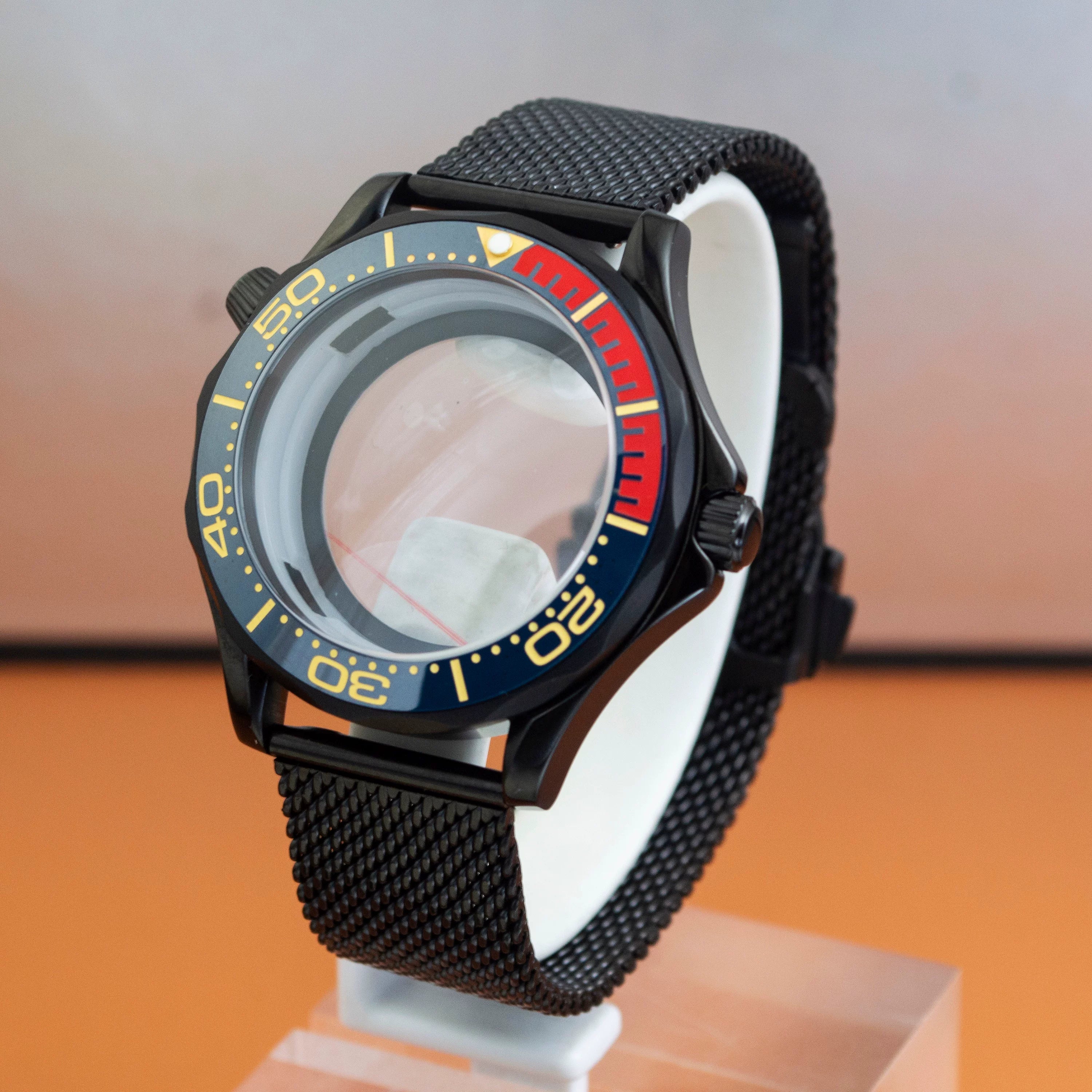Black Seamaster 300 Case 41mm Sapphire for NH35/NH36 10ATM