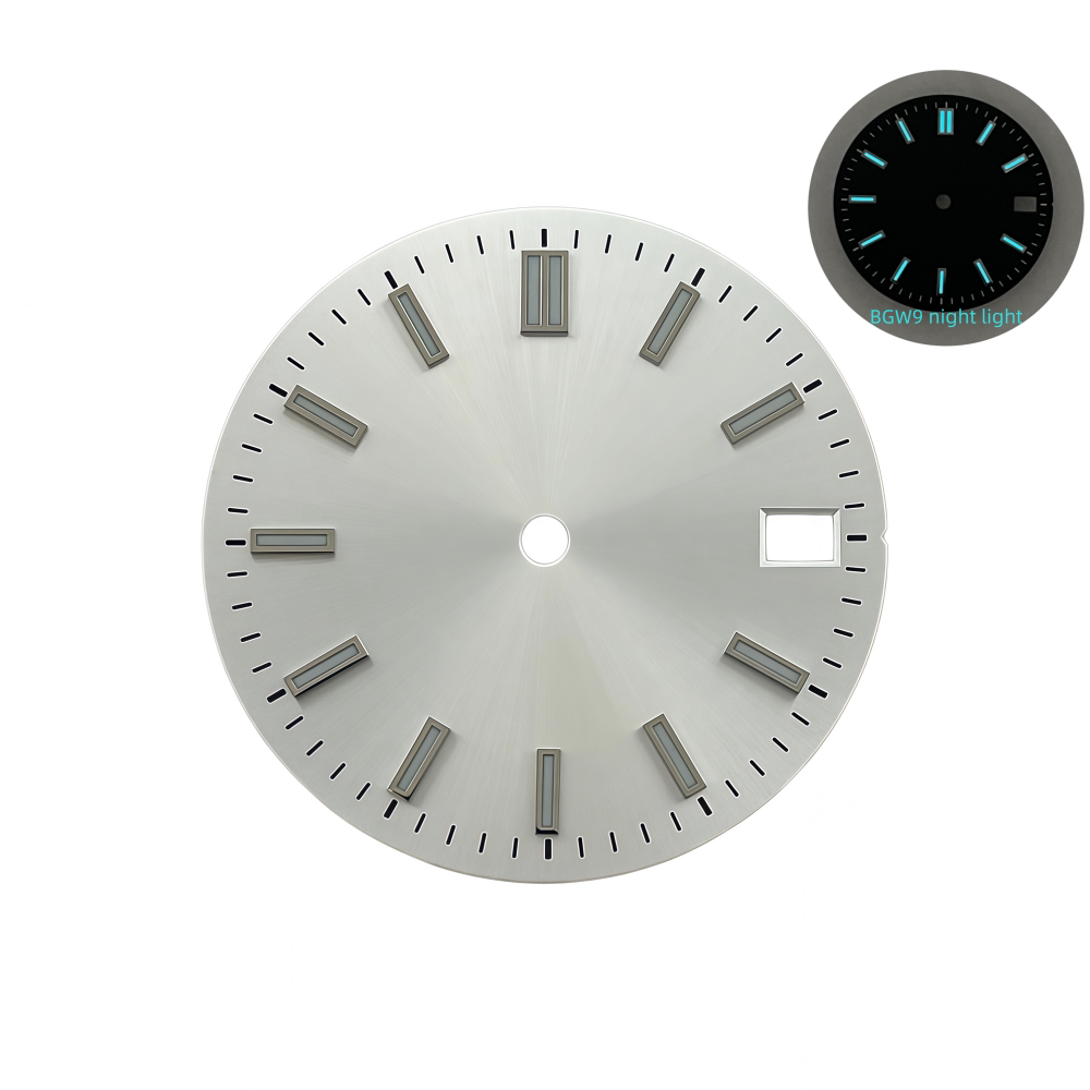 28.5mm NH35 Dial Log Marker Sunburst Surface BGW9 Luminous Dial blue