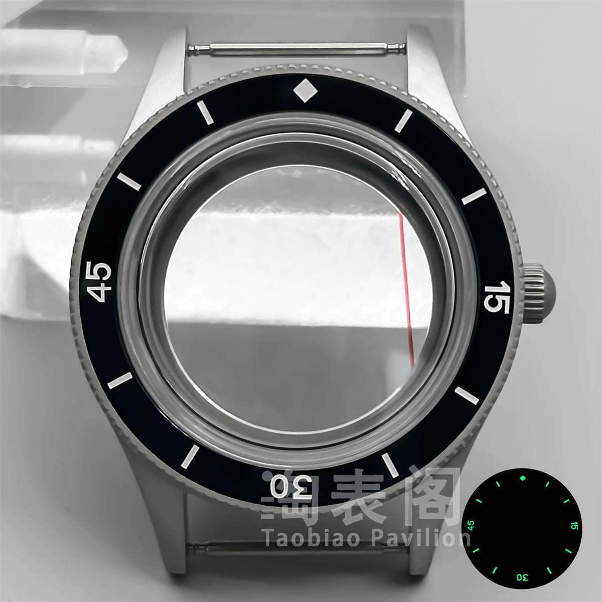 40MM titanium-coated Fifty Fathoms Watch Case Luminous Bezel Domed Sapphire for NH35 36 ETA2824 PT5000 movement 10Bar