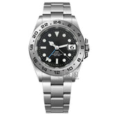 40Mm Quartz GMT Watch Swiss Ronda 515 Men's Watch 24 Hours GMT Fixed Bezel Sapphire Glass Calendar