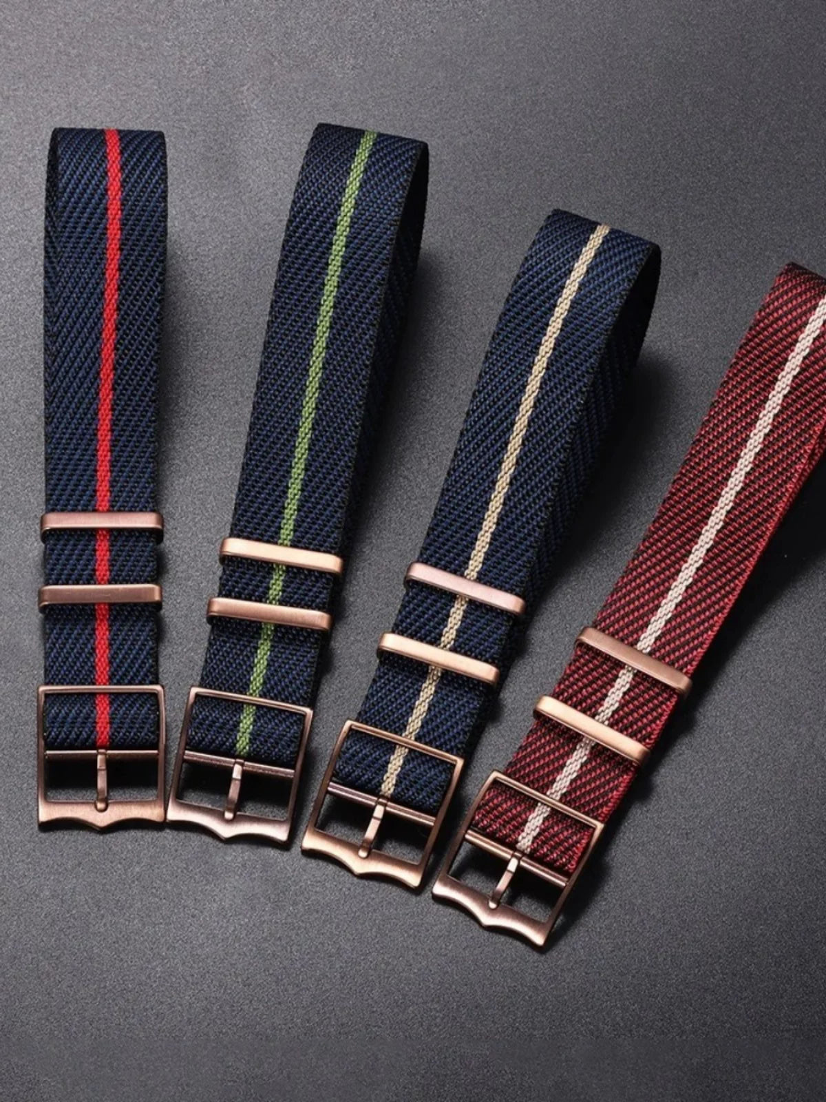 NATO Canvas Nylon Strap 20/22mm  Bronze Color Buckle For Pilot Diver