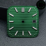 29.5mm Square dial NH35 movement silver nail green luminous