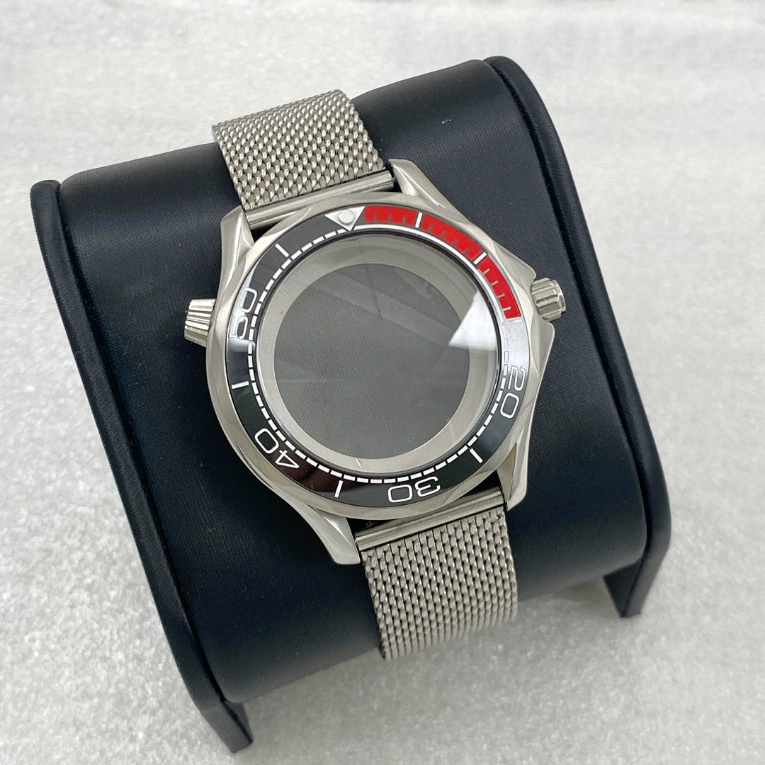 41mm改造シーマスター300ケースメッシュベルトサファイアガラスNH35ムーブメントに適合ステンレススチールケース