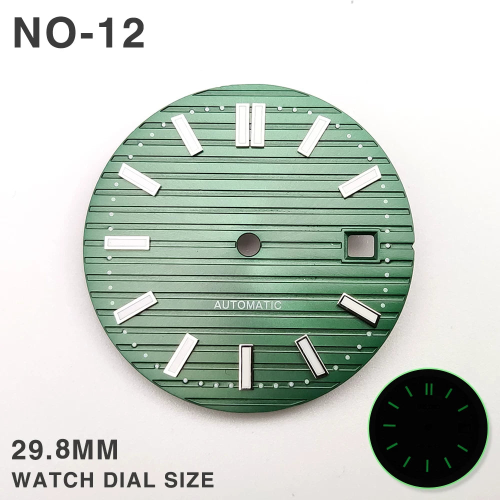 29.8MM Nautilus Dial for Miyota 8215 ETA 2836 2813 green luminous watch part