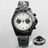 39Mm VK64 Datona Watch 2 eyes Black PVD Chronograph Quartz 5-pin green luminous sapphire 5ATM
