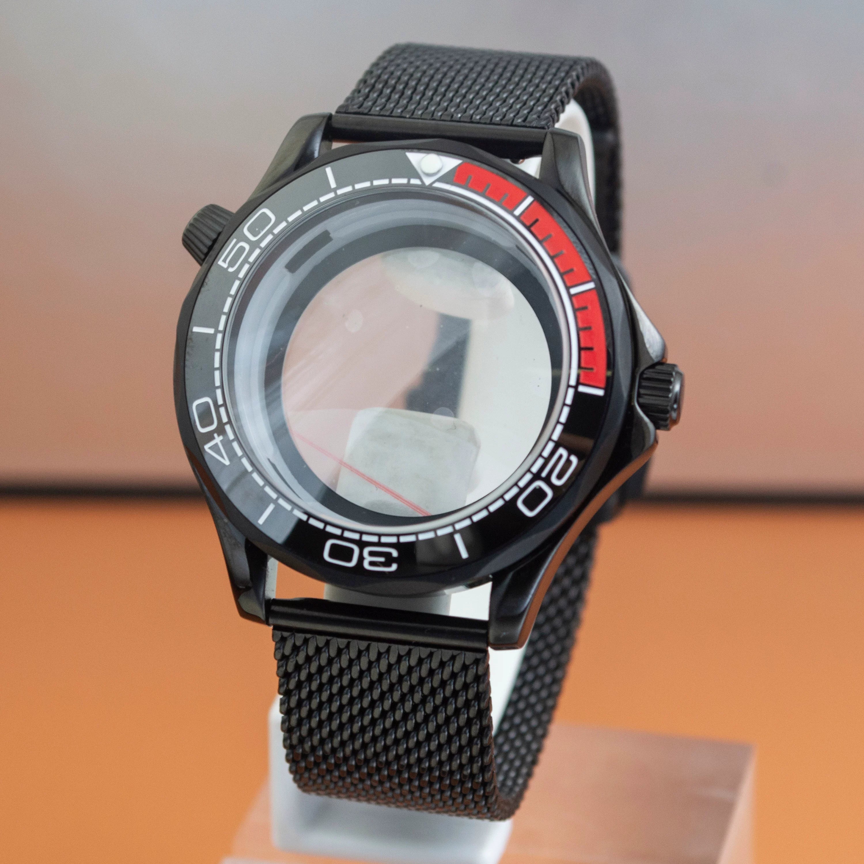 Black Seamaster 300 Case 41mm Sapphire for NH35/NH36 10ATM