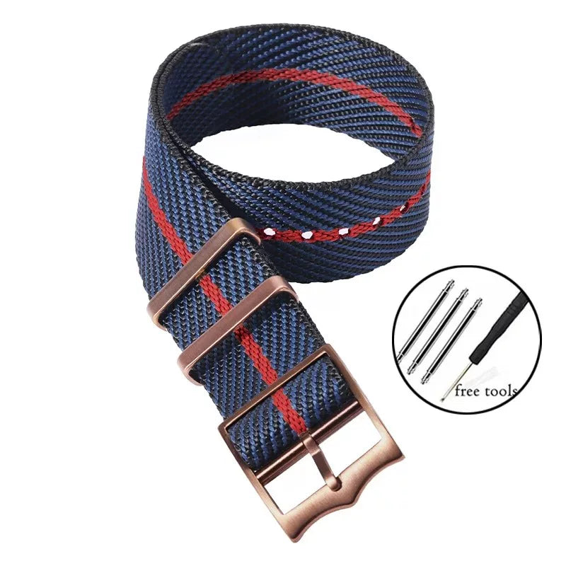 NATO Canvas Nylon Strap 20/22mm  PVD Bronze Color Buckle For Pilot Diver
