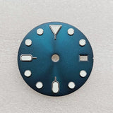 Watch dial 28.5mm green luminous no LOGO modified GMT four-hand dial, suitable for NH35 automatic Triangle Marker