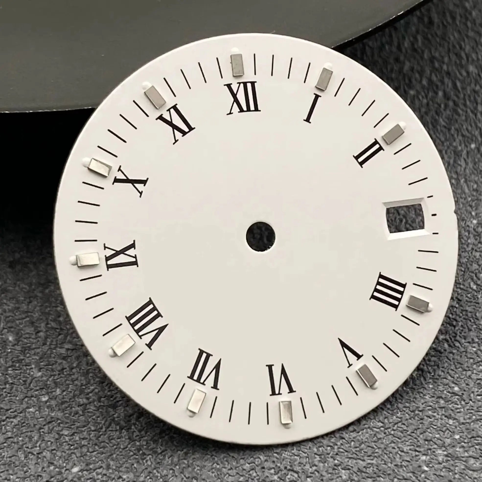 28.5mm NH35 Dial Roman numerals White Vintage No logo Single calendar Fit NH35 NH36 Movement Watch Dial Accessories