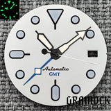 29mm Blue Red Black Orange GMT NH34 White Glossy Dial With Hands C3 Lume Fit NH34 Mechanical Watch Modified Accessories