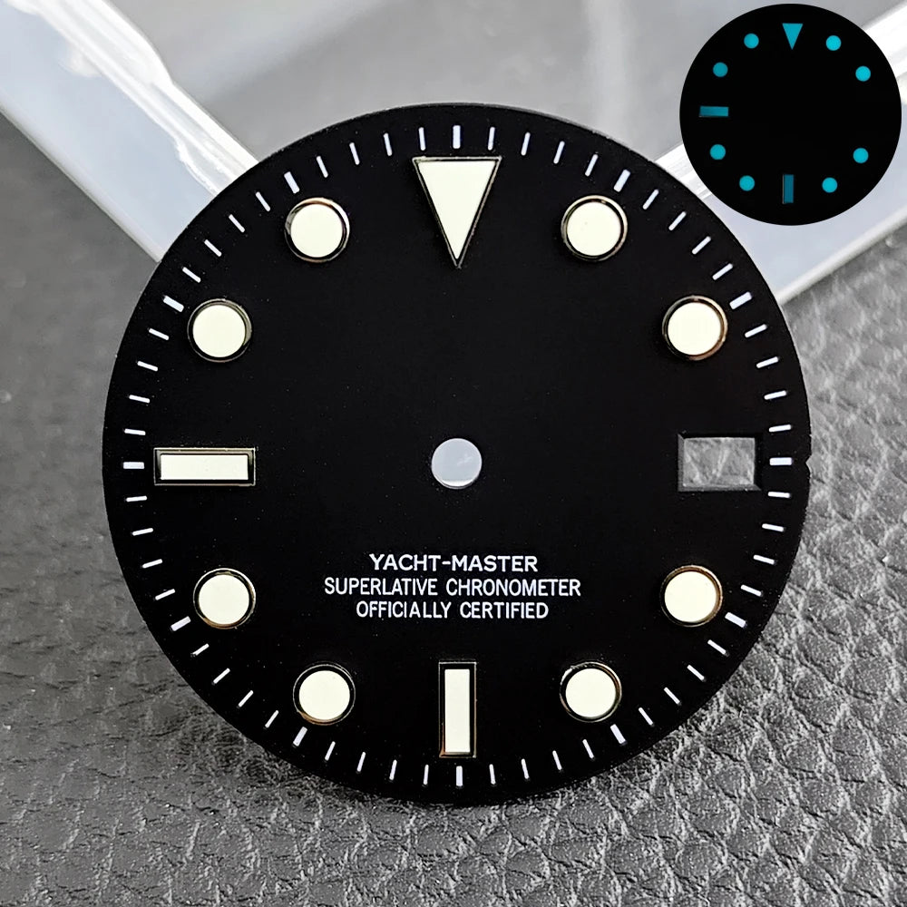 28.5mm blue lume NH35 NH34 Dial Single Calendar Submariner style with Hands Watches accessory