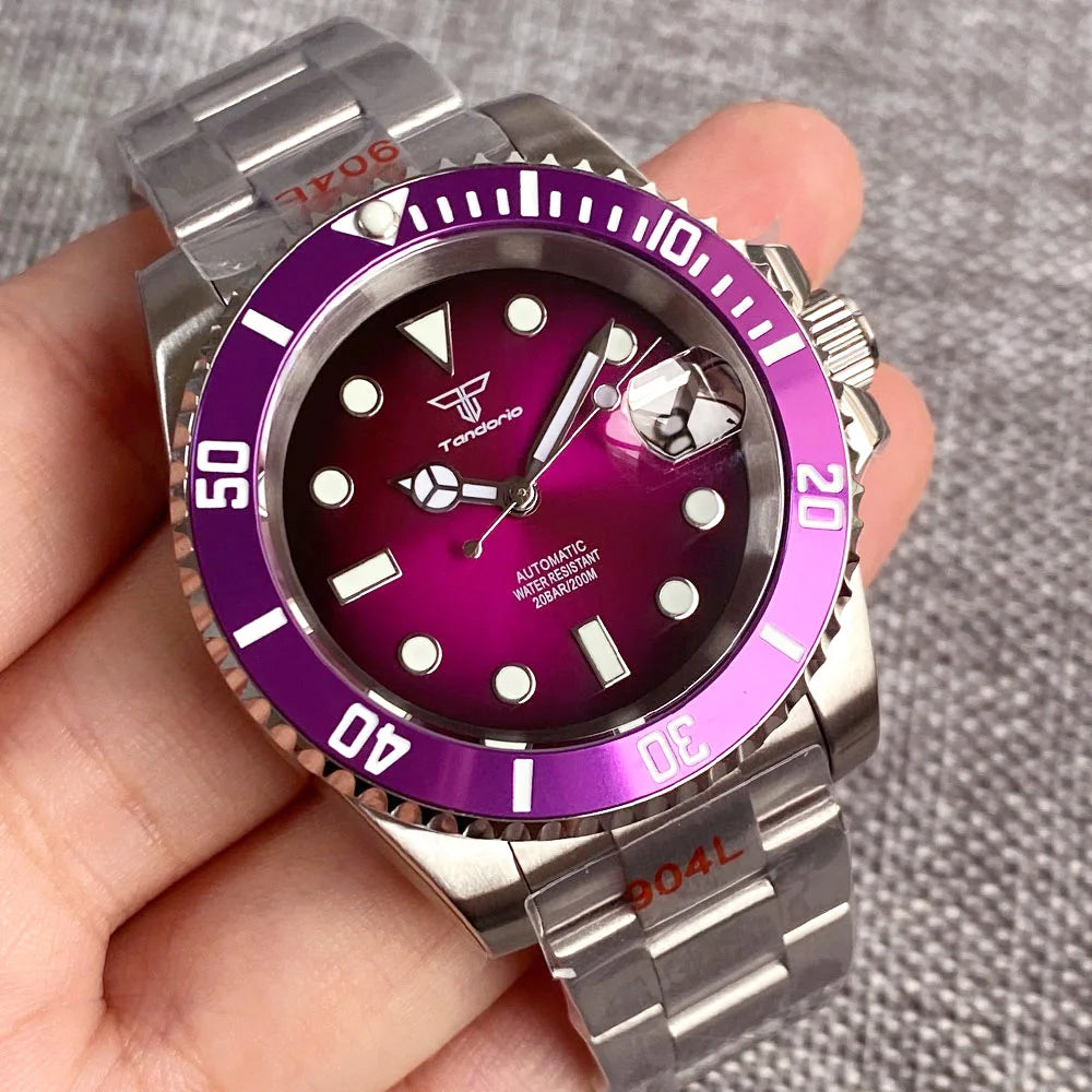 Tandorio TD203P Submariner Diver NH35A 40mm Purple20 ATM 120 Clicks Rotating Bezel Sapphire