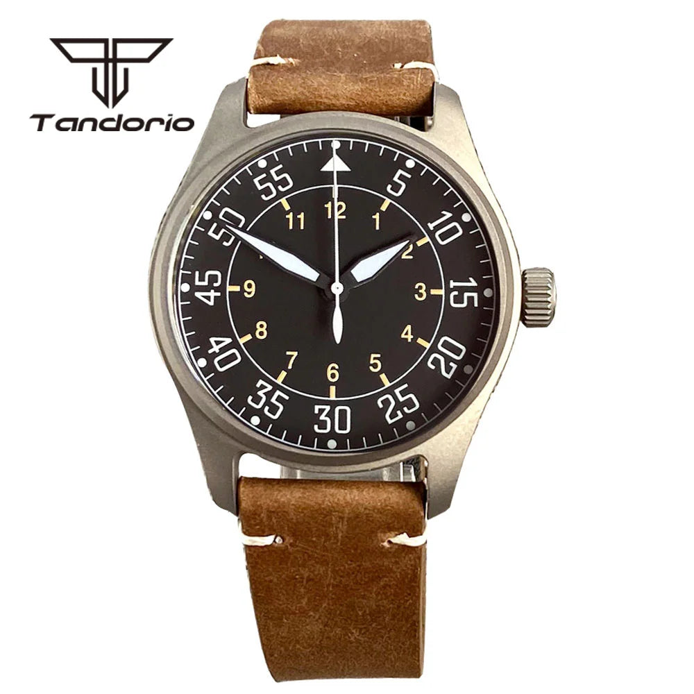Tandorio 39mm Titanium Pilot Watches Sapphire NH35A PT5000 TD167 Tandorio 39mm Titanium Pilot Watches Sapphire NH35A PT5000 TD167