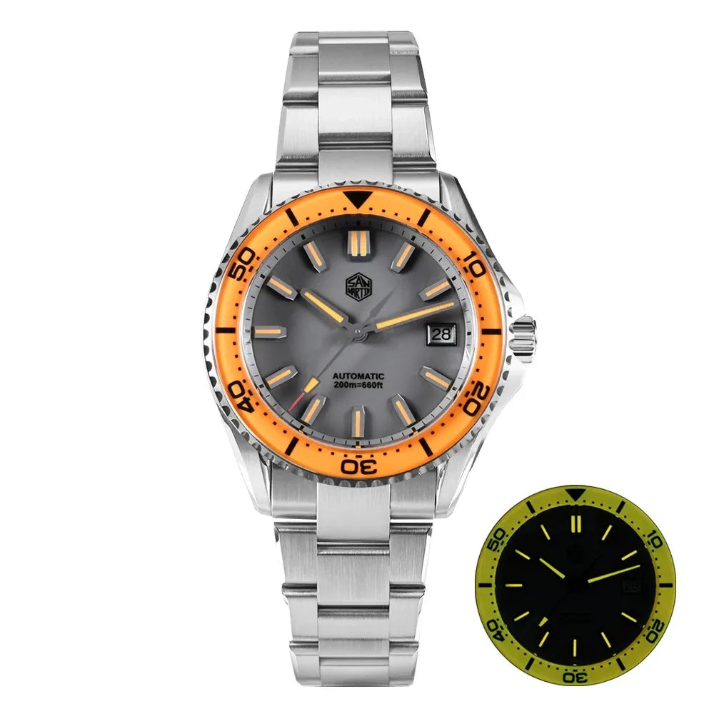 San Martin SN0129 39mm Diver Watch 20ATM Waterproof Enamel Dial Full Luminous Ar Sapphire Bezel NH35 Automatic