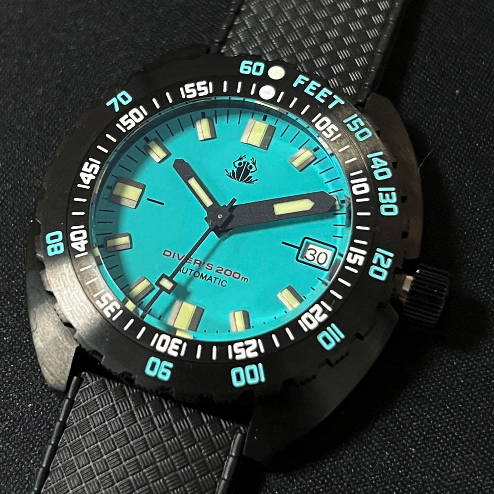 44mm Tactical Frog Black SUB 300T Automatic Watch TMI NH35 20ATM BGWQ-9 Luminous AR Sapphire