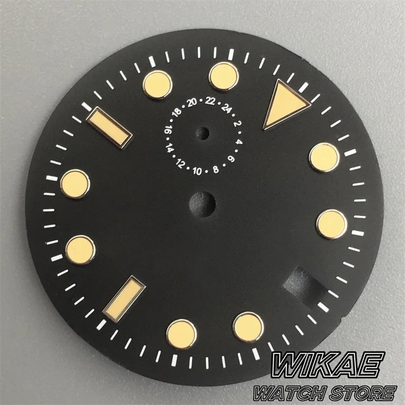 29mm Sterile TMI NH37 Watch Dial Hand Set Black Blue Green Dial Silver Orange Index Green Luminous