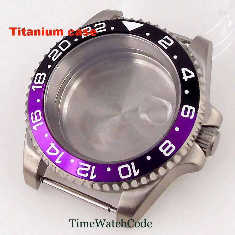 Titanium Watch Case 40mm Sub Diver  200m Waterproof Fit for NH35 NH36 ETA2824 PT5000 Antiallergry Sapphire Crystal Screw-in Crown