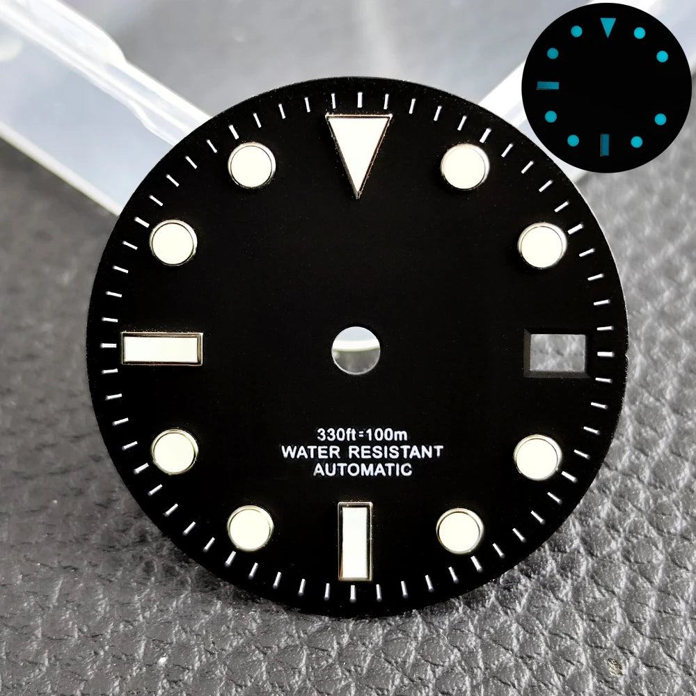 28.5mm blue lume NH35 NH34 Dial Single Calendar Submariner style with Hands Watches accessory