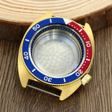 41mm Gold PVD Captain Willard Watch Case Domed Sapphire Tuna Turtle for Seiko MOD NH35 NH36 NH34 4R36 Movts Abalone Screw Crown