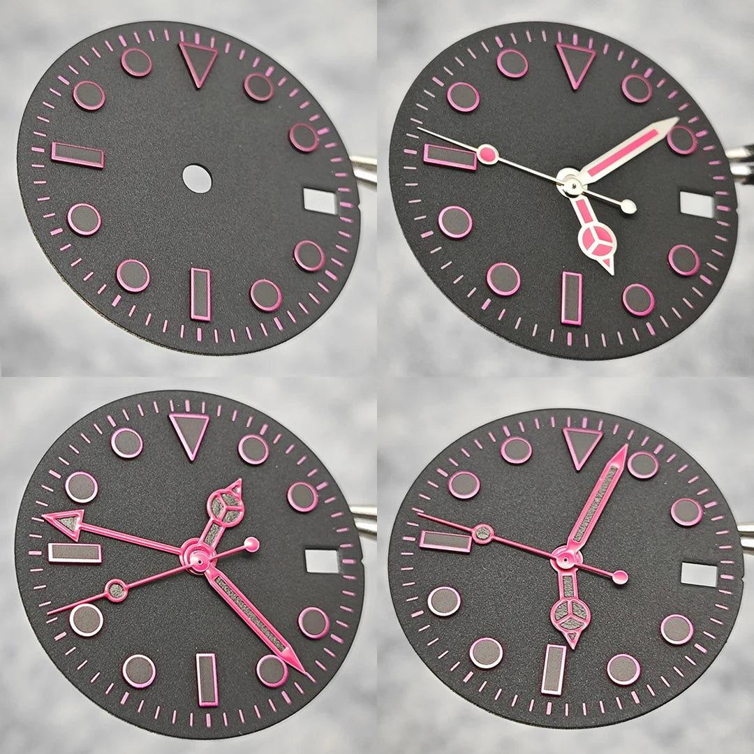 28.5mm NH34 Watch Dial + 4 Pointer Set GMT Mechanical Accessories SUB Watch Dial Modification Parts for NH34 and NH35 Movements