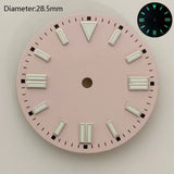 28.5mm NH35 double bar watch dial luminous grass green red dark blue yellow dial for NH35 automatic movement watch accessories can customize logo