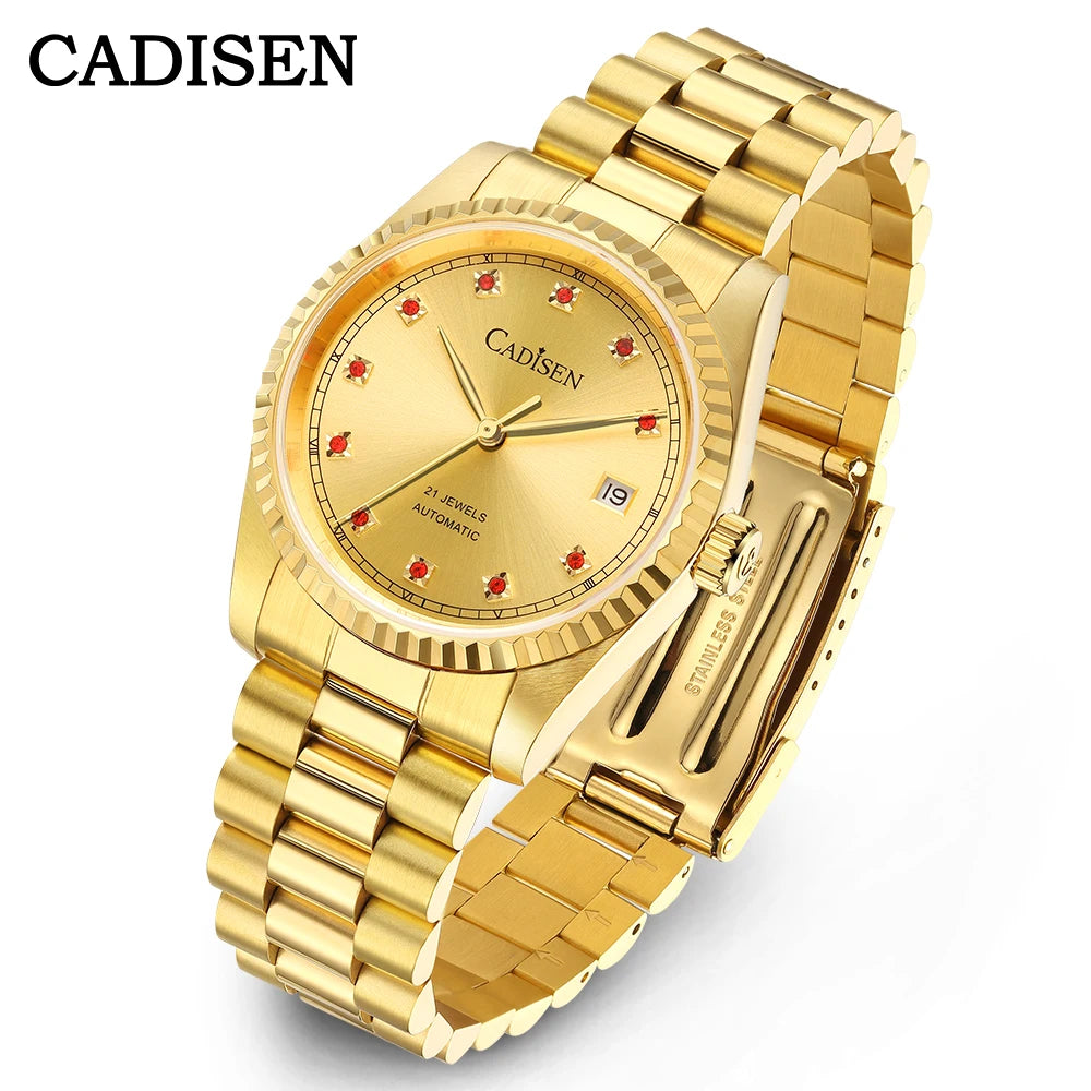 CADISEN C8223 DateJust Watch Miyota 8215 Sapphire Luxury Golden Watch 36MM Ladies Men