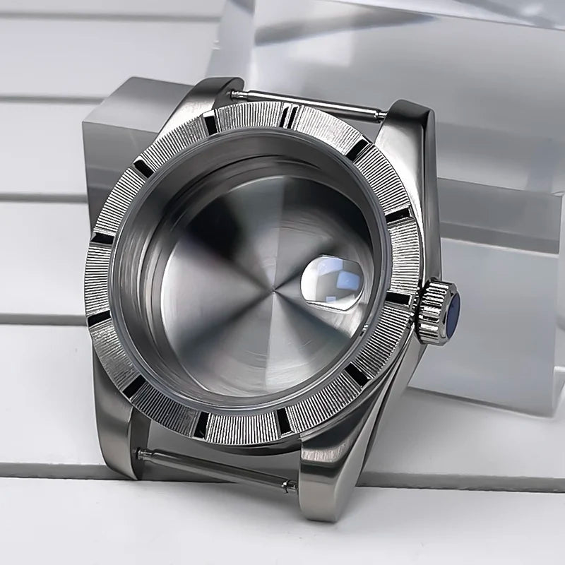 NH35 Case 39mm 316L Stainless Steel Sapphire Glass Striped Bezel for NH35 NH36 NH34,NH38,NH39 etc NHMovement SK Mod Replacement Parts