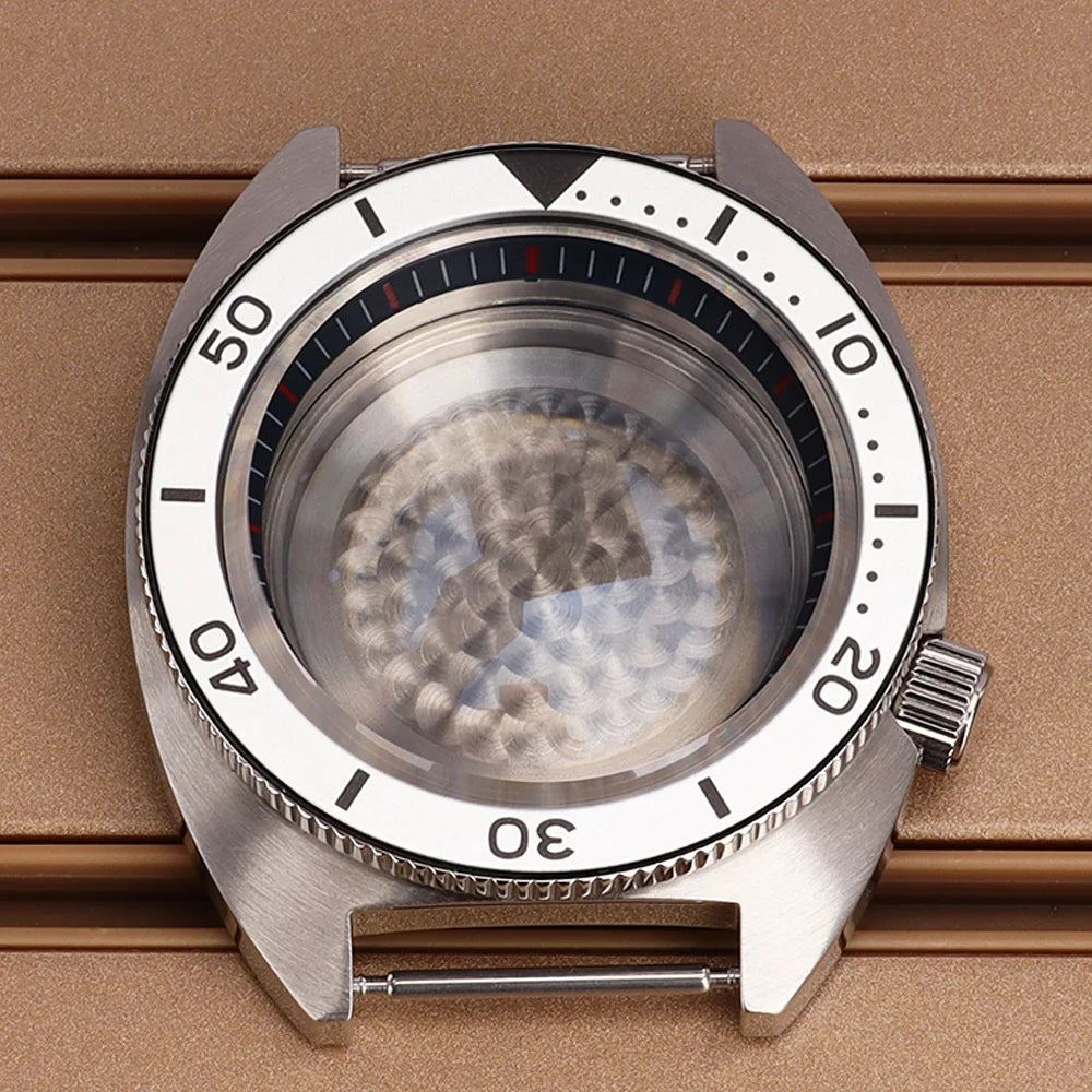 41mm Mod Turtle Watch Case Sapphire Glass Waterproof For Abalone/tuna mouth Captain Willard TMI NH35 NH36 NH38 4R Movement Stainless Steel Watch Accessories