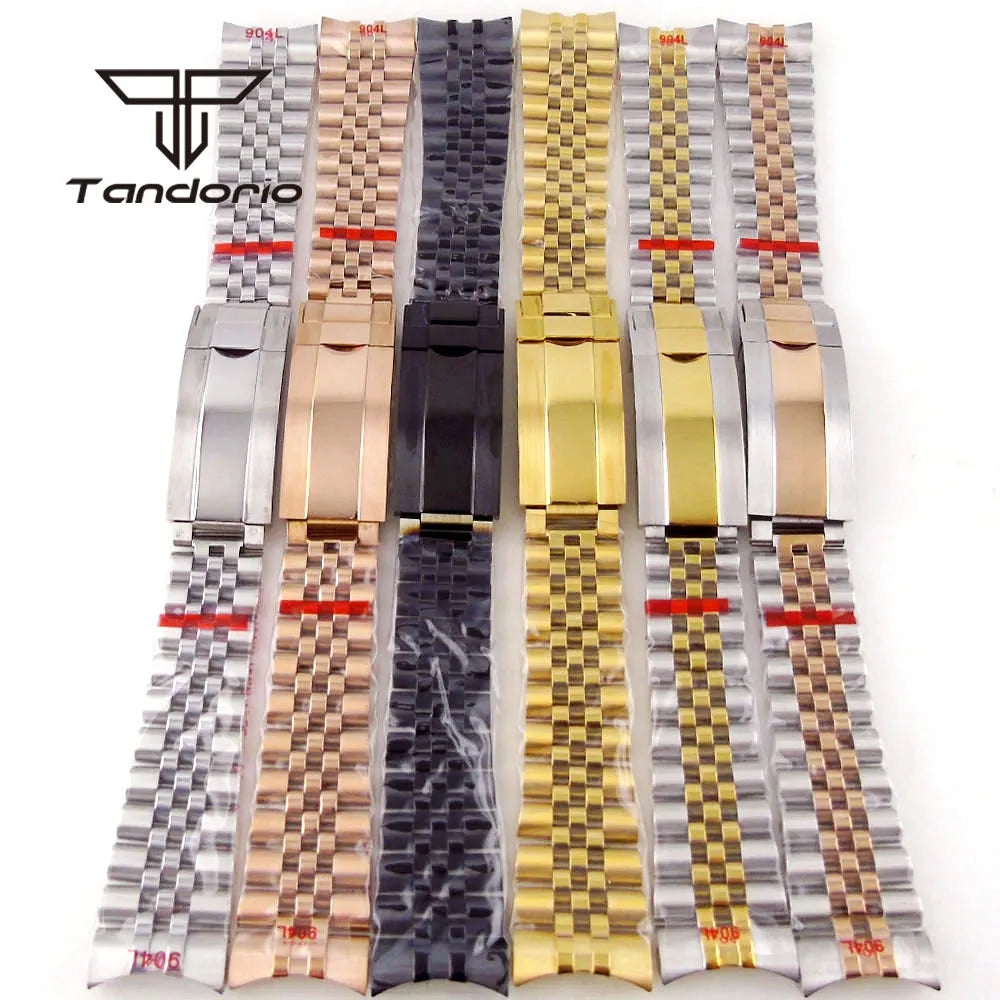 20mm Width Yellow/Rose Gold Coated Black PVD Stainless Steel Jubilee Watch Bracelet Watchband Folding Clasp Fit 40mm SUB Watch