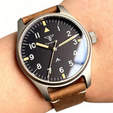 39mm Titanium Quartz Pilot Watch Tandorio TD910 Retro VH31 Sweep Sapphire 10Bar