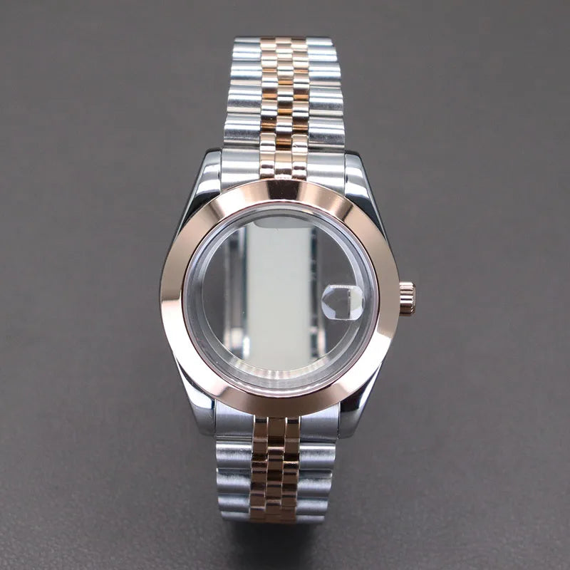 Explorer Watch Case 36mm/39mm Silver Rose Gold yellow Gold Two tone Sapphire 316L stainless Steel For Nh35 Nh36 NH34 NH38 Nh70 Miyota 8215 8285Movement